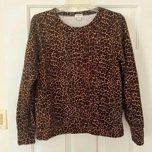 J. Crew Leopard Print Crew Neck Pullover Sweatshirt